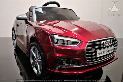 Audi S5 Cabriolet, Rouge métallisé | Voiture pour enfant [Version Luxe]