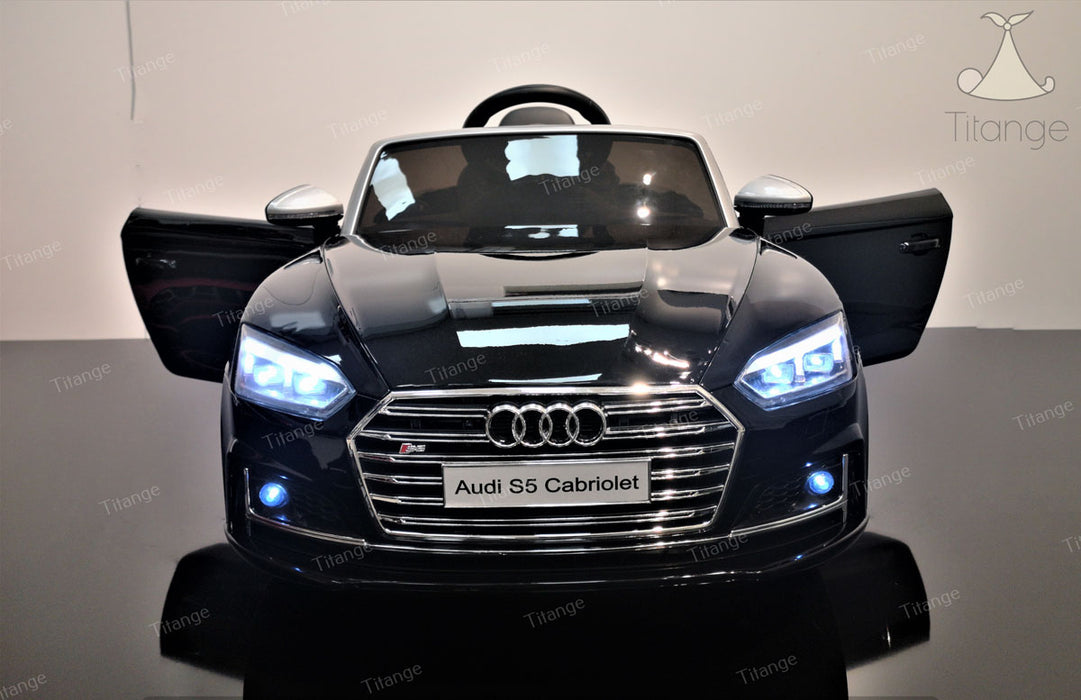 Audi S5 Cabriolet, Noir métallisé | Voiture pour enfant [Version Luxe]