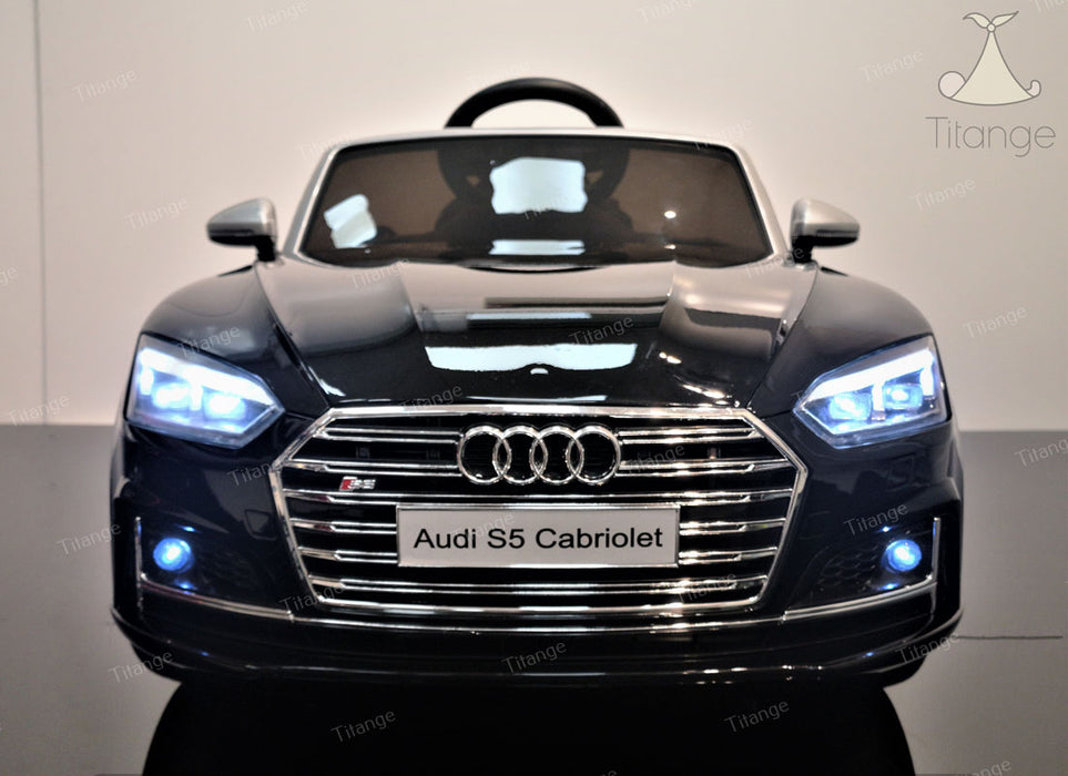 Audi S5 Cabriolet, Noir métallisé | Voiture pour enfant [Version Luxe]