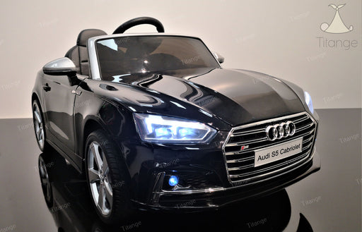 Audi S5 Cabriolet, Noir métallisé | Voiture pour enfant [Version Luxe]