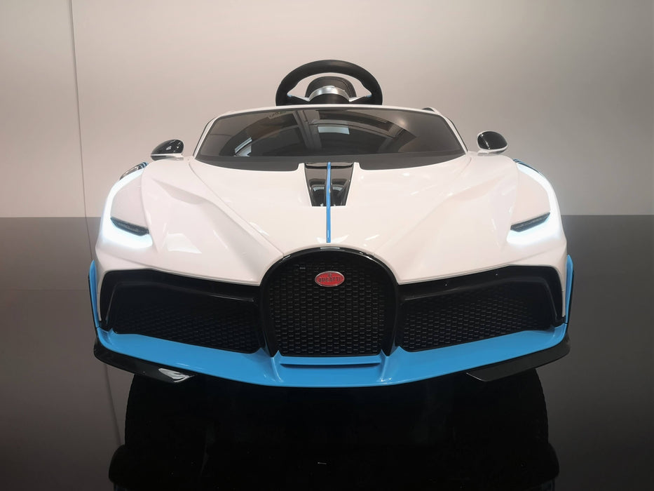 Bugatti Divo 12v, Blanc/ Bleu | Voiture pour enfant [Version Luxe]