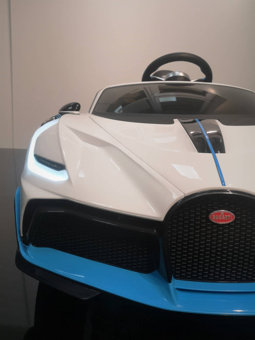 Bugatti Divo 12v, Blanc/ Bleu | Voiture pour enfant [Version Luxe]