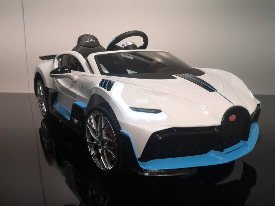 Bugatti Divo 12v, Blanc/ Bleu | Voiture pour enfant [Version Luxe]