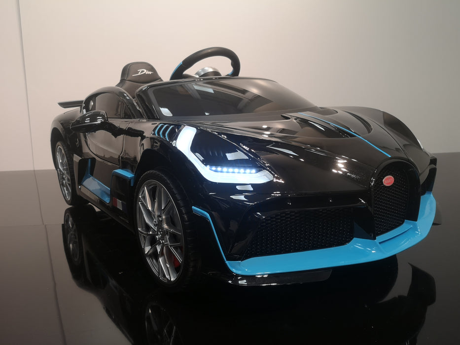 Bugatti Divo 12v, Noir métallisé | Voiture pour enfant [Version Luxe]
