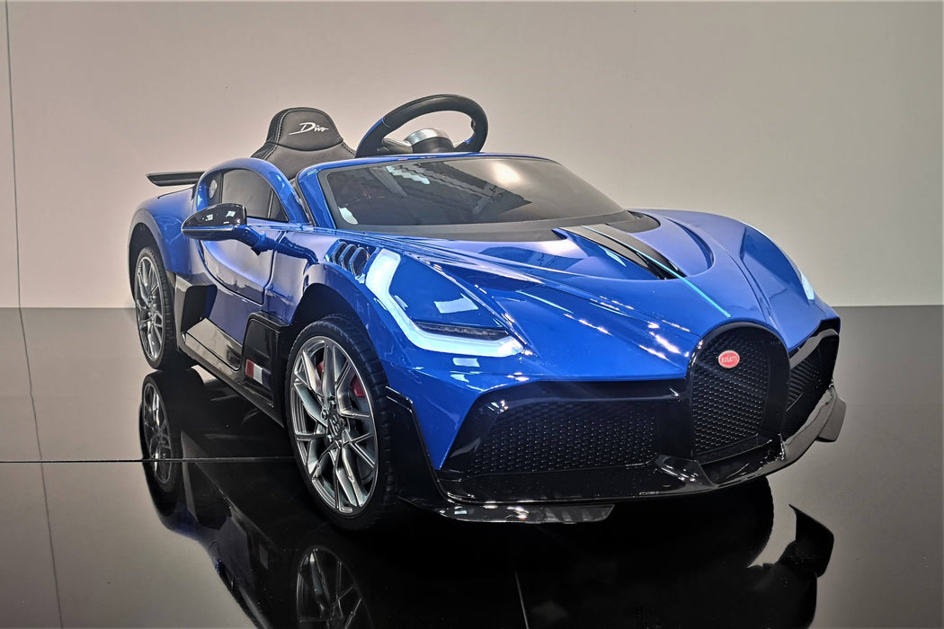 Bugatti Divo 12v, Bleu métallisé | Voiture pour enfant [Version Luxe]